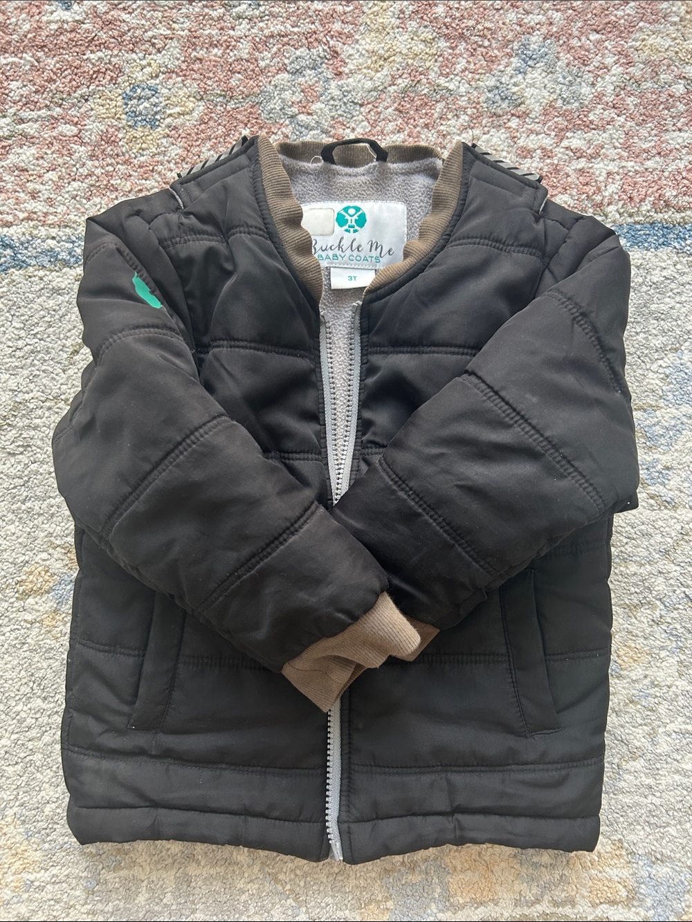 Buckle Me Baby Black Quilted Puffer Car Seat Jacket for Kids
